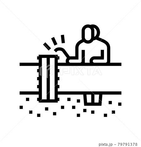 worker welding pipeline construction line icon vector illustration 79791378
