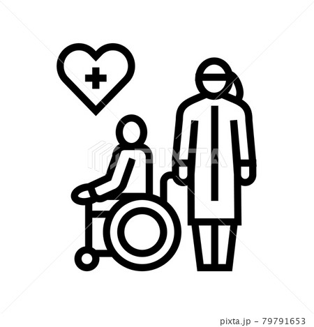 helping and caring for disabled people at home line icon vector illustration 79791653