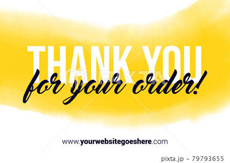 Printable Thank You card. Yellow Hand Drawn Watercolor note for business. Simple business card 79793655