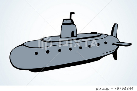 Cartoon submarine sketch Royalty Free Vector Image