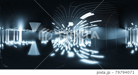 futuristic 360 full degree panorama view of futuristic dark hall industrial design 3d render illustration hdri hdr vr style futuristic 360 full degree panorama view of futuristic dark hall industrial design 3d render illustration hdri hdr vr style 79794071