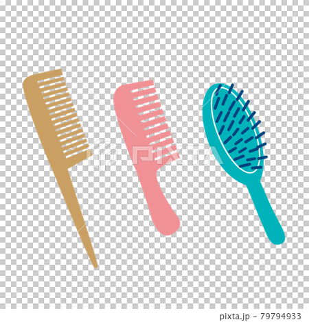 ヘアブラシとコームのセットの主線なしイラストセット 79794933