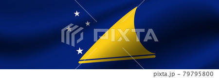 Banner with the flag of Tokelau. Fabric texture of the flag of Tokelau Banner with the flag of Tokelau. Fabric texture of the flag of Tokelau 79795800