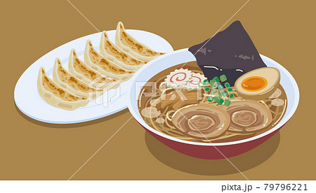 しょうゆラーメンの餃子セットベクターイラスト素材のイラスト素材