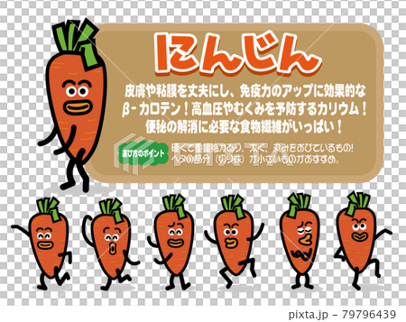 Pop にんじんキャラ野菜赤ベジタブル のイラスト素材