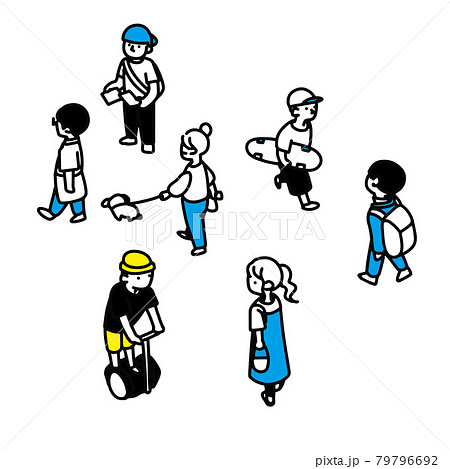 道を歩いている人々 79796692