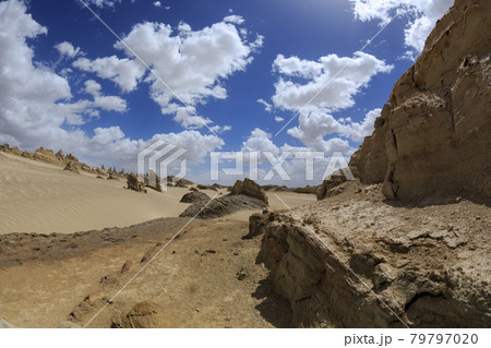 Yardang landform landscape in west of china Yardang landform landscape in west of china 79797020