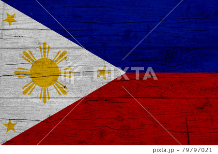 Flag of Philippines. Wooden texture of the flag of Philippines 79797021