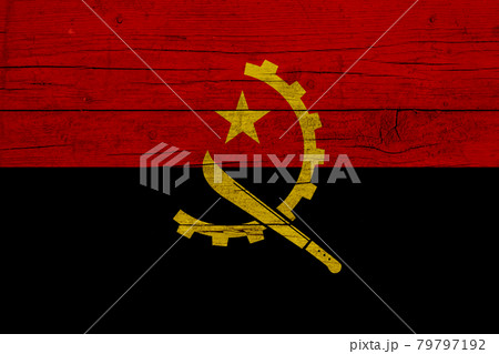 Flag of Angola. Wooden texture of the flag of Angola 79797192