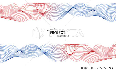 赤と青の使いやすい波形アブストラクト背景 - サンプルテキスト入りイラスト素材：スポーツ・16:9 79797193