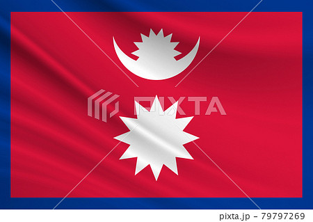 Flag of Nepal. Fabric texture of the flag of Nepal Flag of Nepal. Fabric texture of the flag of Nepal 79797269