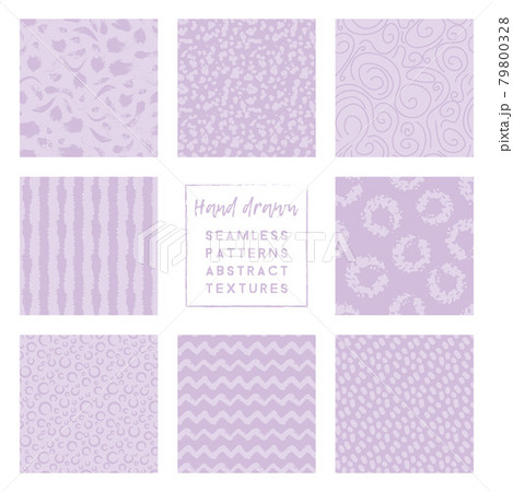 periwinkle pastel lavender hand-drawn blots and brush stroke seamless patterns collection 79800328
