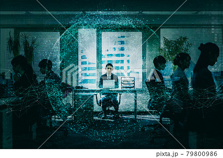 会社組織のITテクノロジーイメージ 会社組織のITテクノロジーイメージ 79800986
