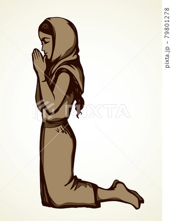 Vector image of the praying girl 79801278