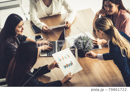 Businesswomen in Meeting, Laptop Computer on Table 79801722