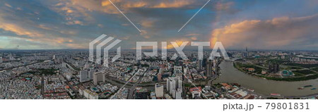 Beautiful sunset with rainbow in Ho Chi Minh city Beautiful sunset with rainbow in Ho Chi Minh city 79801831