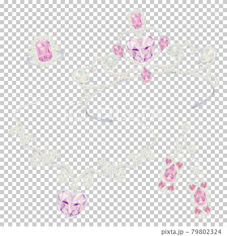 ピンクダイヤモンドのジュエリー手描き水彩風イラスト 79802324