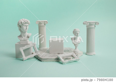 Cosmetic Product presentation background with antique statues. Cosmetic Product presentation background with antique statues. 79804180