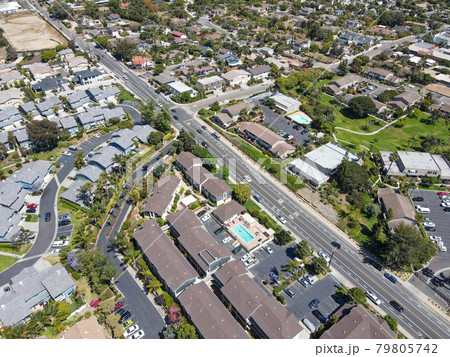 Aerial view of suburb area with residential villa in San Diego, California 79805742