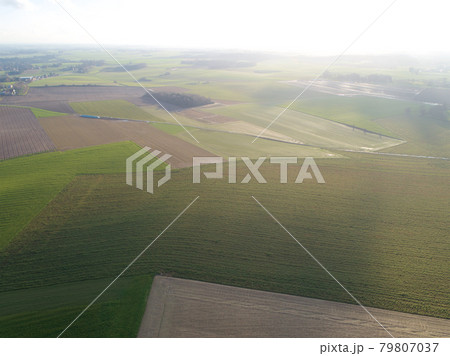 Aerial view farm field, Lion's Mound, Battle field, Napoleon, Waterloo, Belgium 79807037