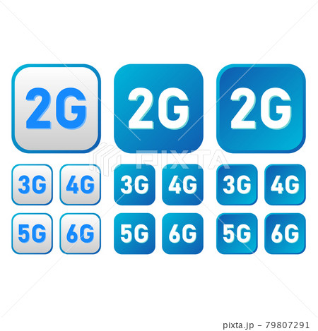 2g, 3g, 4g, 5g, 6g icon set for internet and phone. 2g, 3g, 4g, 5g, 6g icon set for internet and phone. 79807291