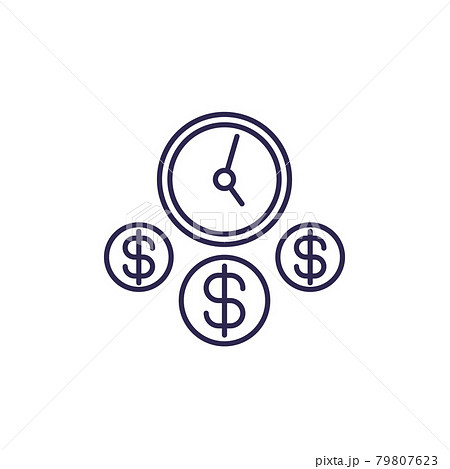 time and money line icon on white 79807623