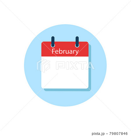 White daily calendar Icon February in a Flat Design style.  79807846