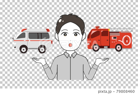 Worried ambulance fire engine male 79808460