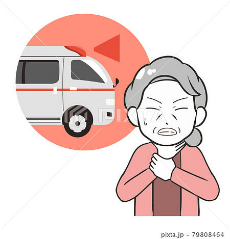 のどが詰まる　救急車　高齢女性 79808464