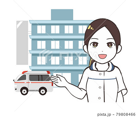 病院　救急車　女性医師 79808466