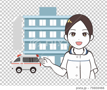 病院　救急車　女性医師 79808466