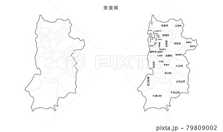 白地図-日本-地区町村入り_奈良県
