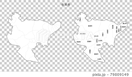 白地図-日本-地区町村入り_佐賀県 79809149