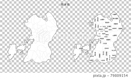 Blank Map-Japan-Entering Districts, Towns and Villages_Kumamoto Prefecture 79809154