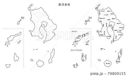 白地図-日本-地区町村入り_鹿児島県 79809155