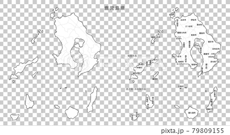 白地図-日本-地区町村入り_鹿児島県 79809155
