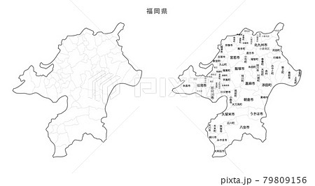 白地図-日本-地区町村入り_福岡県