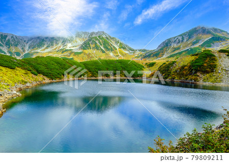 秋のみくりが池と立山連峰 79809211