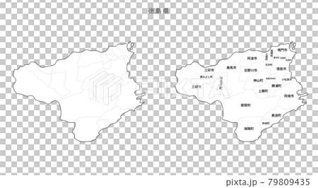 白地図-日本-地区町村入り_徳島県 79809435