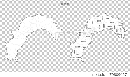 白地図-日本-地区町村入り_高知県 白地図-日本-地区町村入り_高知県 79809437