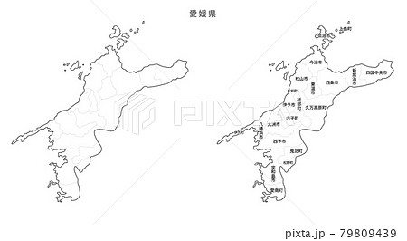 白地図-日本-地区町村入り_愛媛県