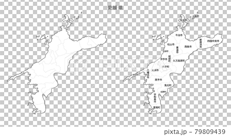 空白地圖-日本入境地區、城鎮和村莊_愛媛縣 空白地圖-日本入境地區、城鎮和村莊_愛媛縣 79809439