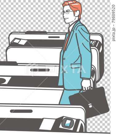 帰宅する男性　改札 79809520