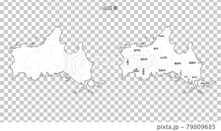 白地図-日本-地区町村入り_山口県 79809685