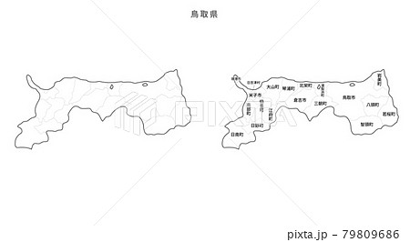 白地図-日本-地区町村入り_鳥取県