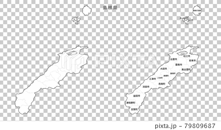 白地図-日本-地区町村入り_島根県 79809687