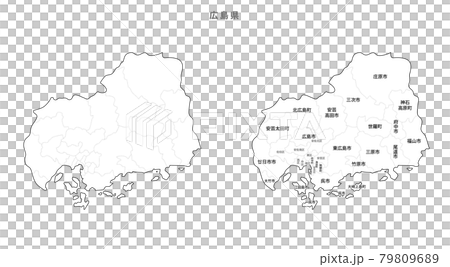 白地図-日本-地区町村入り_広島県 79809689