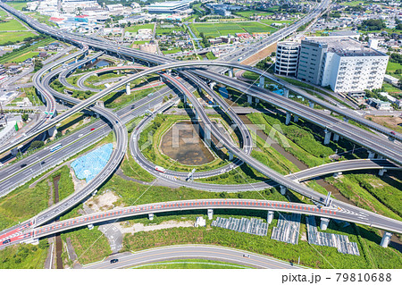 「埼玉県」久喜白岡ジャンクションの空撮 「埼玉県」久喜白岡ジャンクションの空撮 79810688