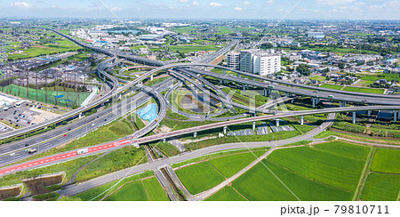 「埼玉県」久喜白岡ジャンクションの空撮 79810711