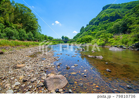 碓氷川　麻苧の滝自然公園付近　初夏の周辺景色　　　　　　　 79810736